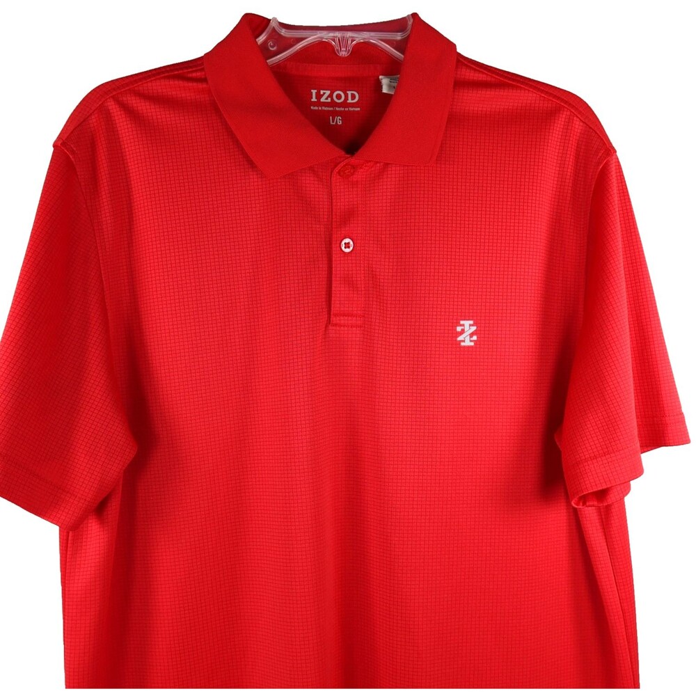 IZOD Polo Shirt Mens Large Red Short Sleeve Stretch Short Sleeve Performance
